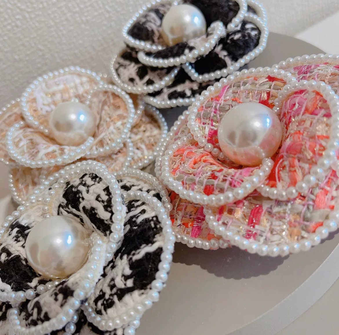 Luxury Camellia Fabric Flower Pearl Brooch – Seliste Jewellery